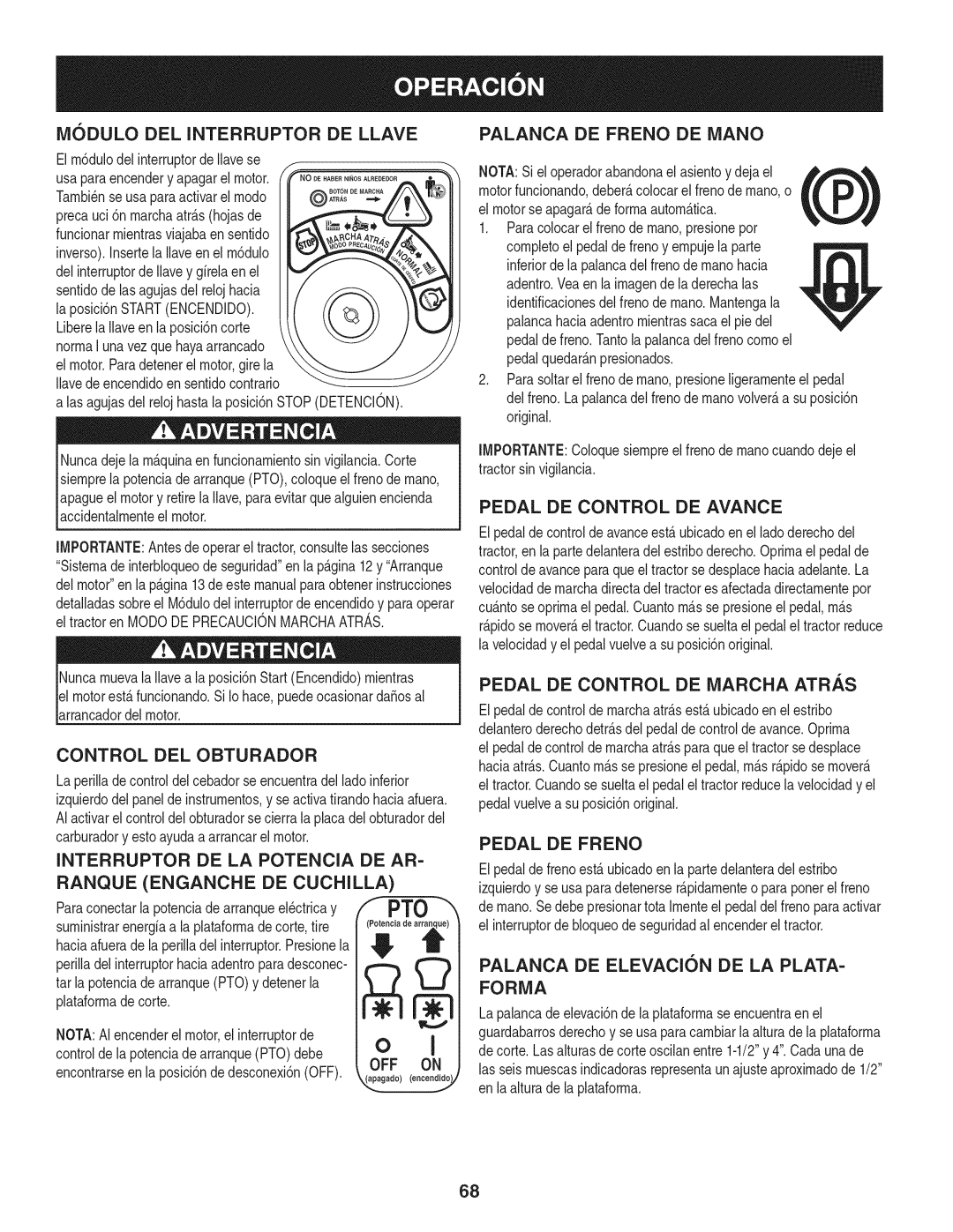 Craftsman 247.28933 manual Ranque Enganche DE Cuchilla Pedal Defreno 