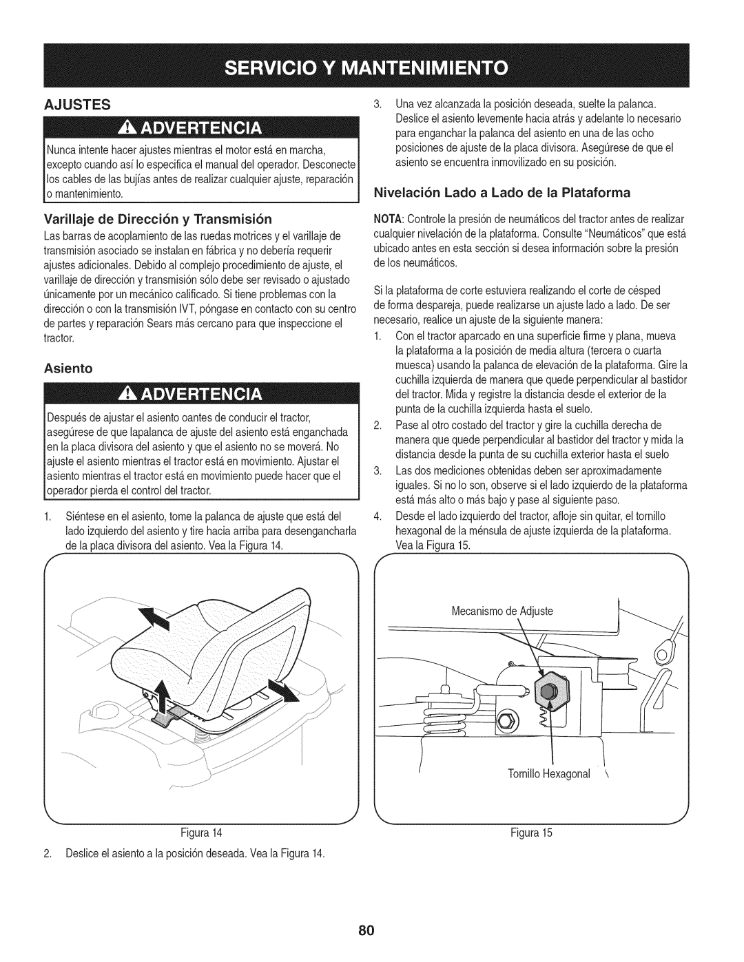 Craftsman 247.28933 manual Ajustes 