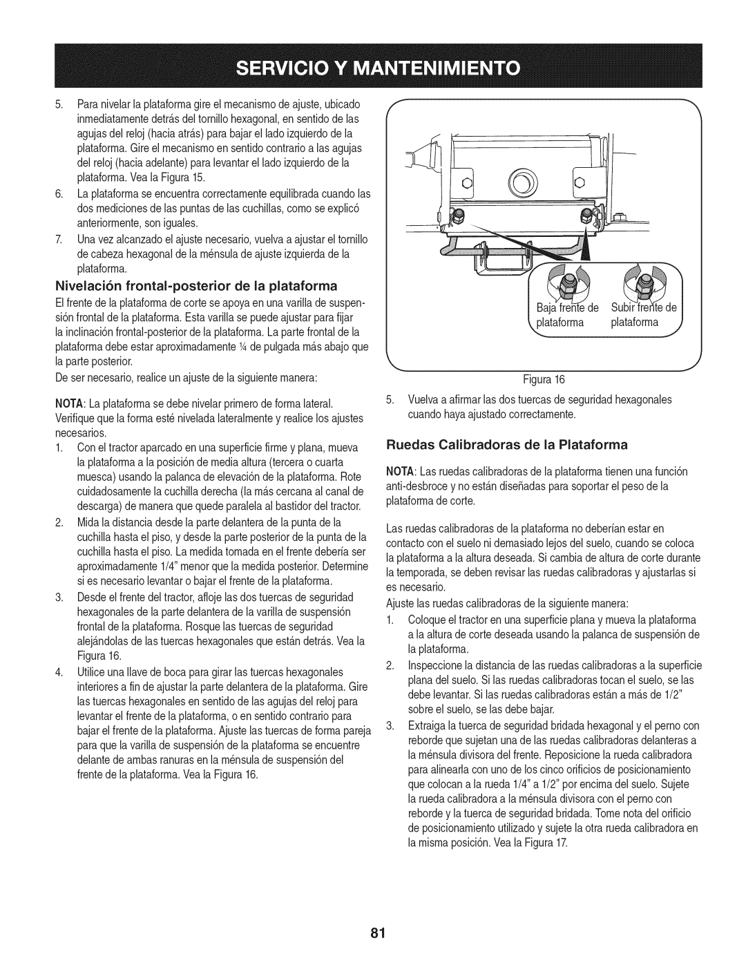 Craftsman 247.28933 manual Ataforrna plataforrnaj 