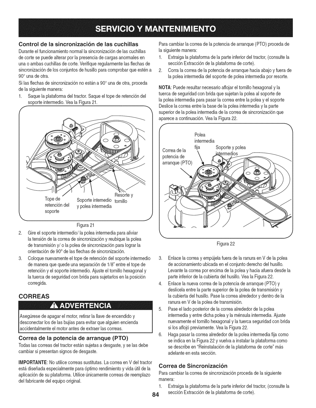 Craftsman 247.28933 manual Correas 