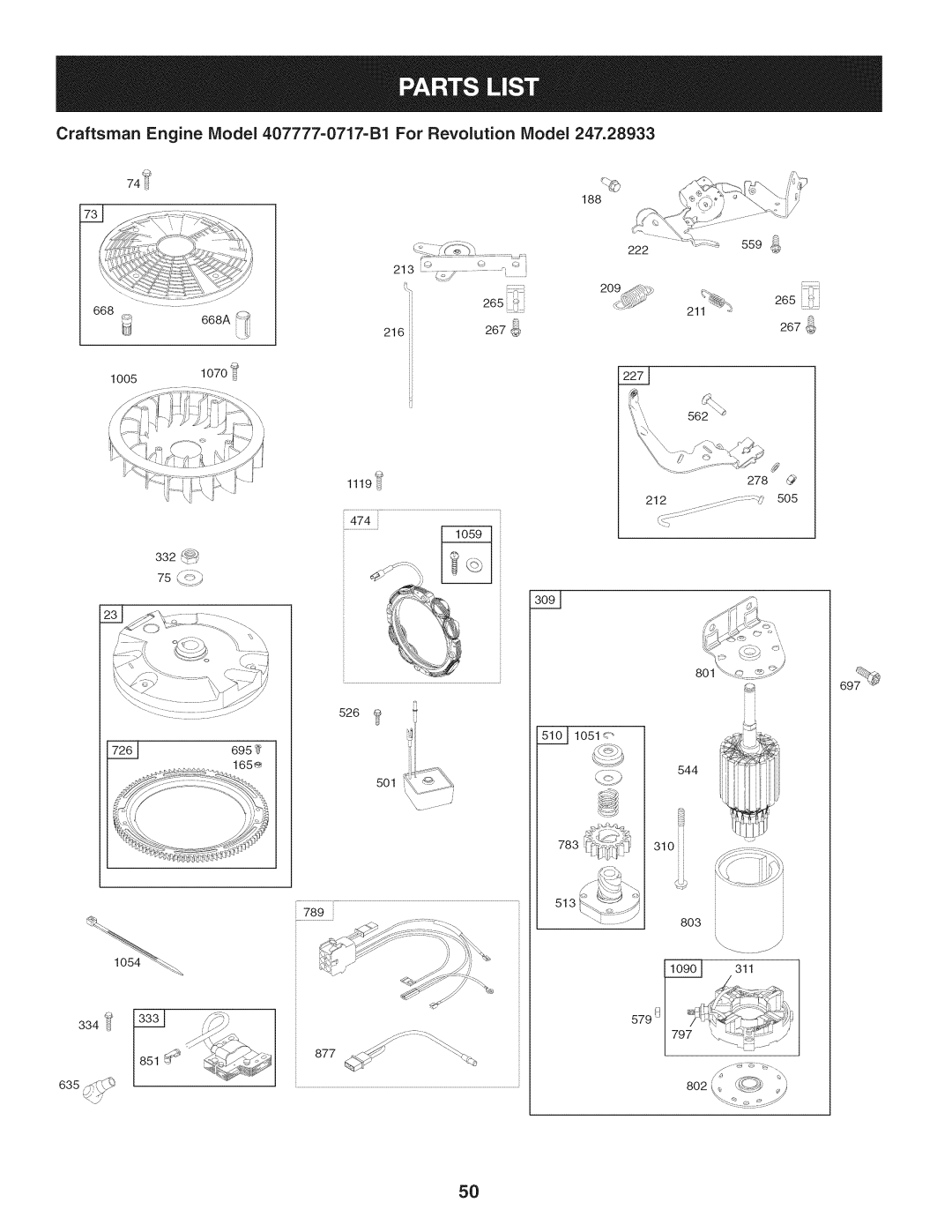 Craftsman 247.28933 manual 5Ol, 1119U 