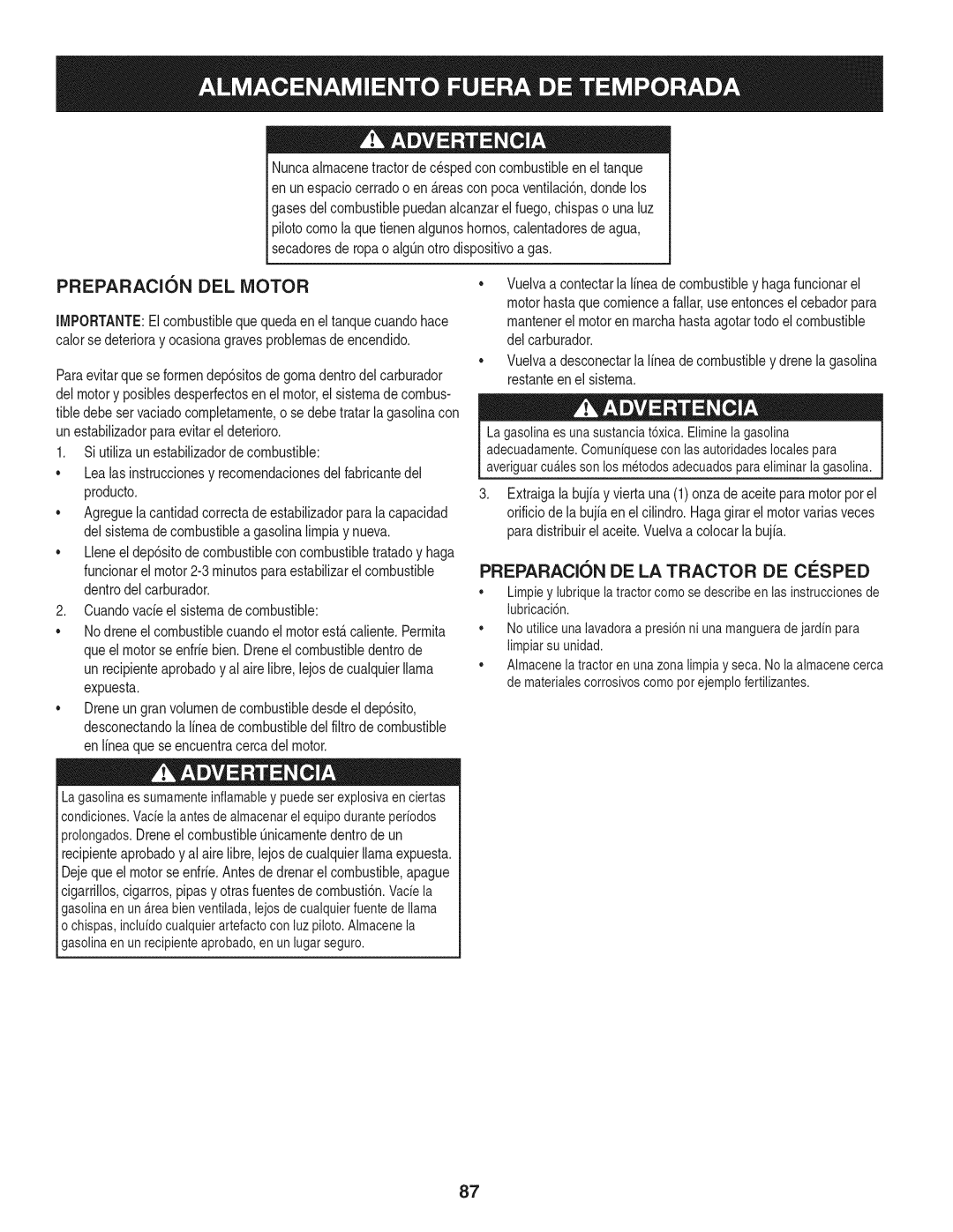 Craftsman 247.28933 manual Preparacion DEL Motor, Preparacksn DE LA Tractor DE Cesped, En lineaque seencuentracercadelmotor 