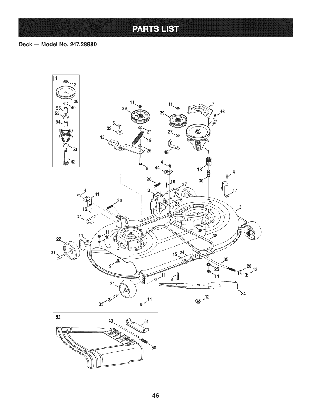 Craftsman 247.28980 manual Deck B Model No 31\ 2813 \34 