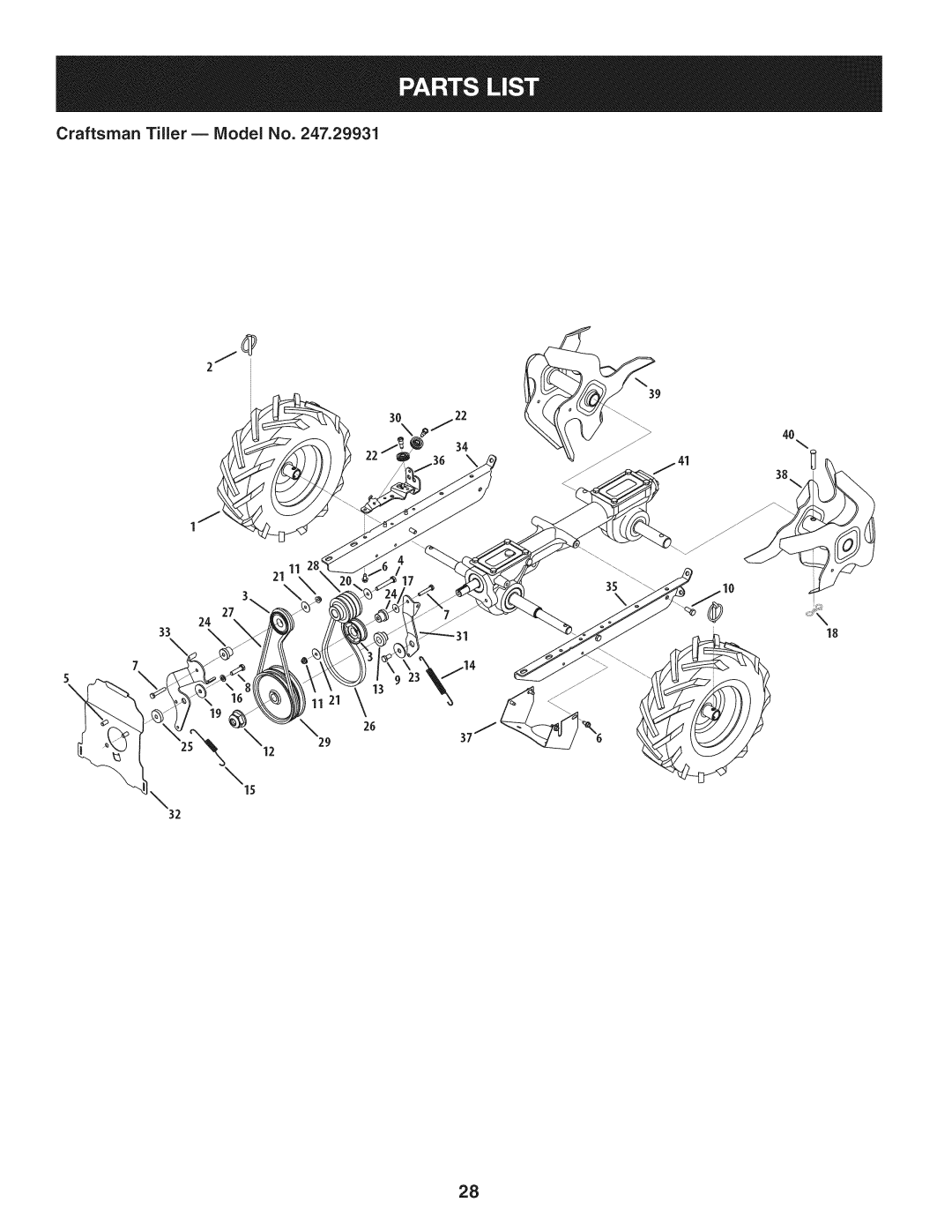 Craftsman 247.29931 manual Craftsman Tiller B IViodel No 