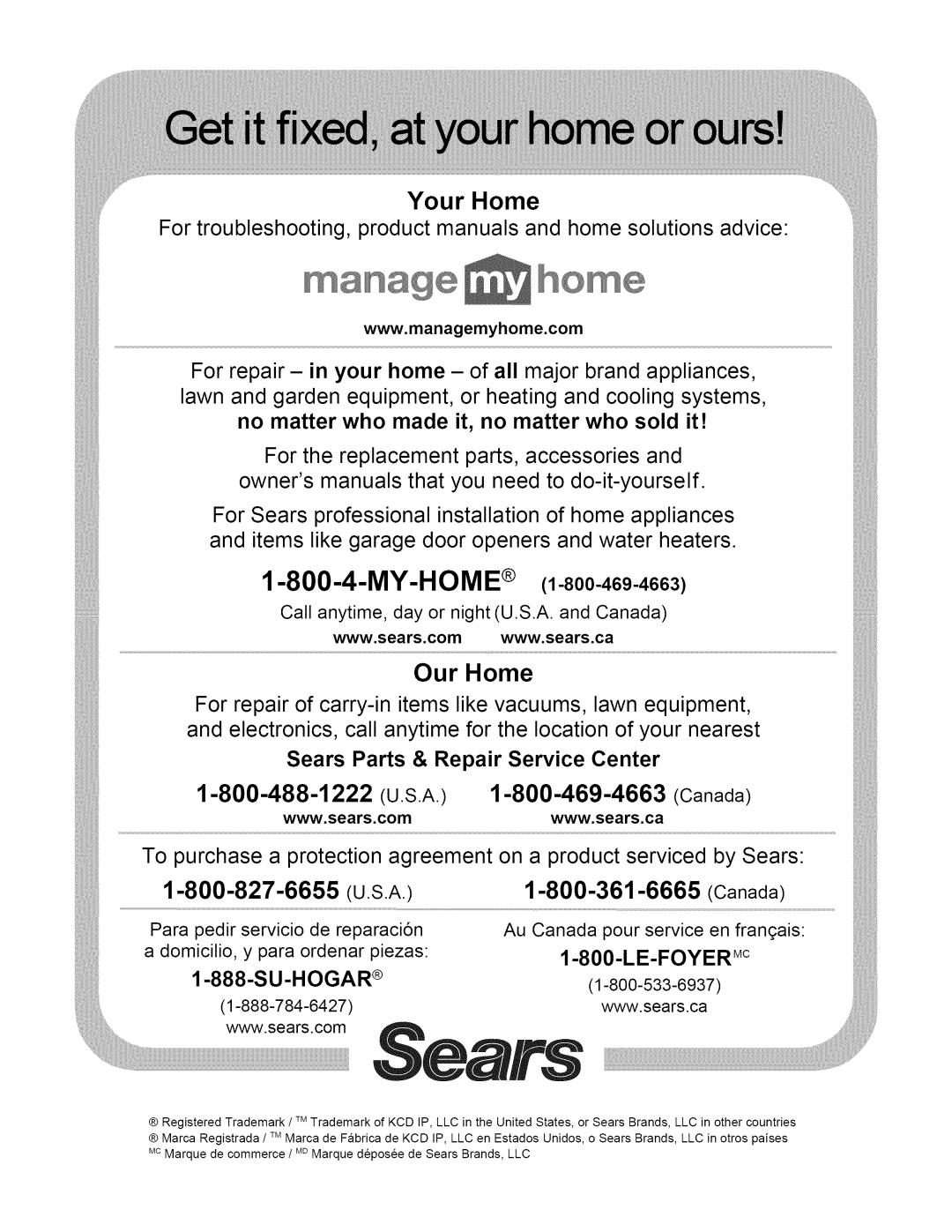 Craftsman 247.29931 manual LE-FOYER Mc, Su-Hogar 