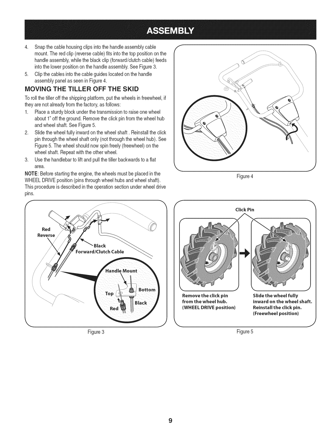 Craftsman 247.29931 manual Moving the Tiller OFF the Skid 