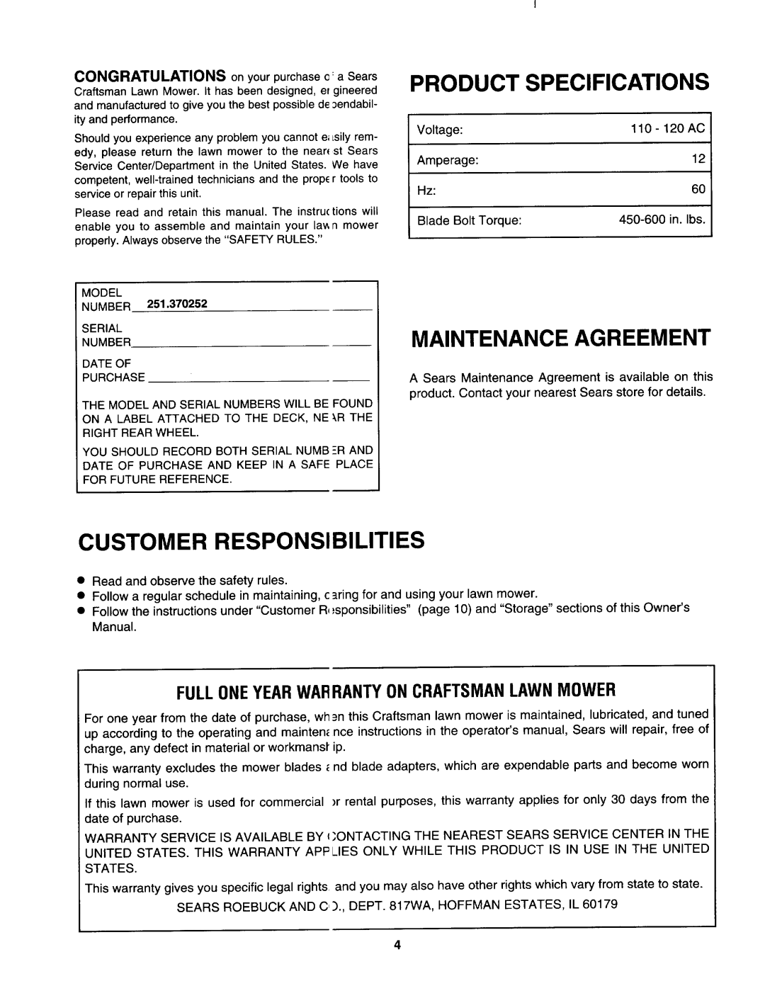 Craftsman 247.370252 manual 