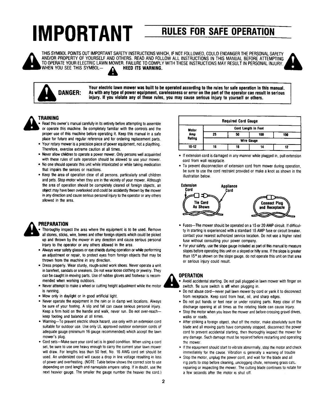 Craftsman 247.370320 owner manual Important Rulesforsafeoperation, Preparation 