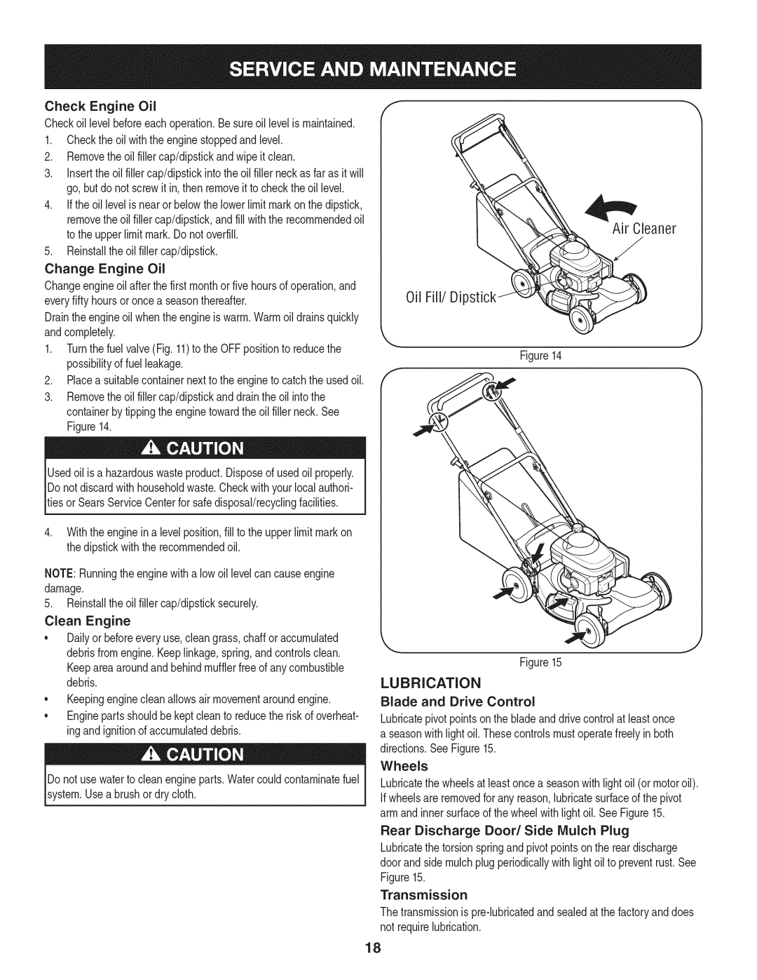 Craftsman 247.37683 manual Lubrication 