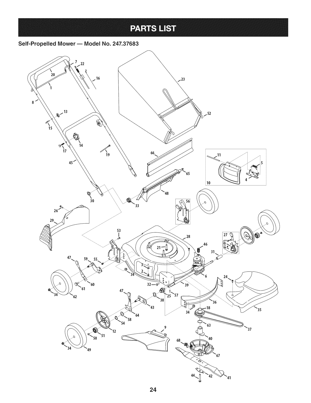 Craftsman 247.37683 manual Self-Propelled Mower B Model No 