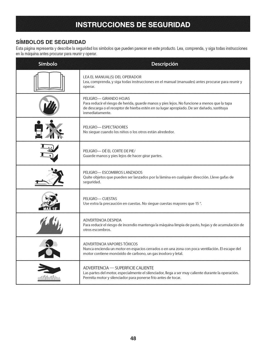 Craftsman 247.37683 manual SilVIBOLOS DE Seguridad 