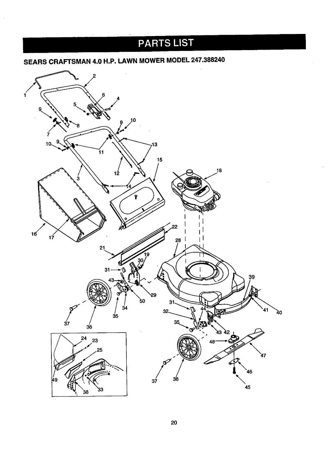 Craftsman 247.388240 owner manual Sears Craftsman 4.0 H.P. Lawn Mower Model 