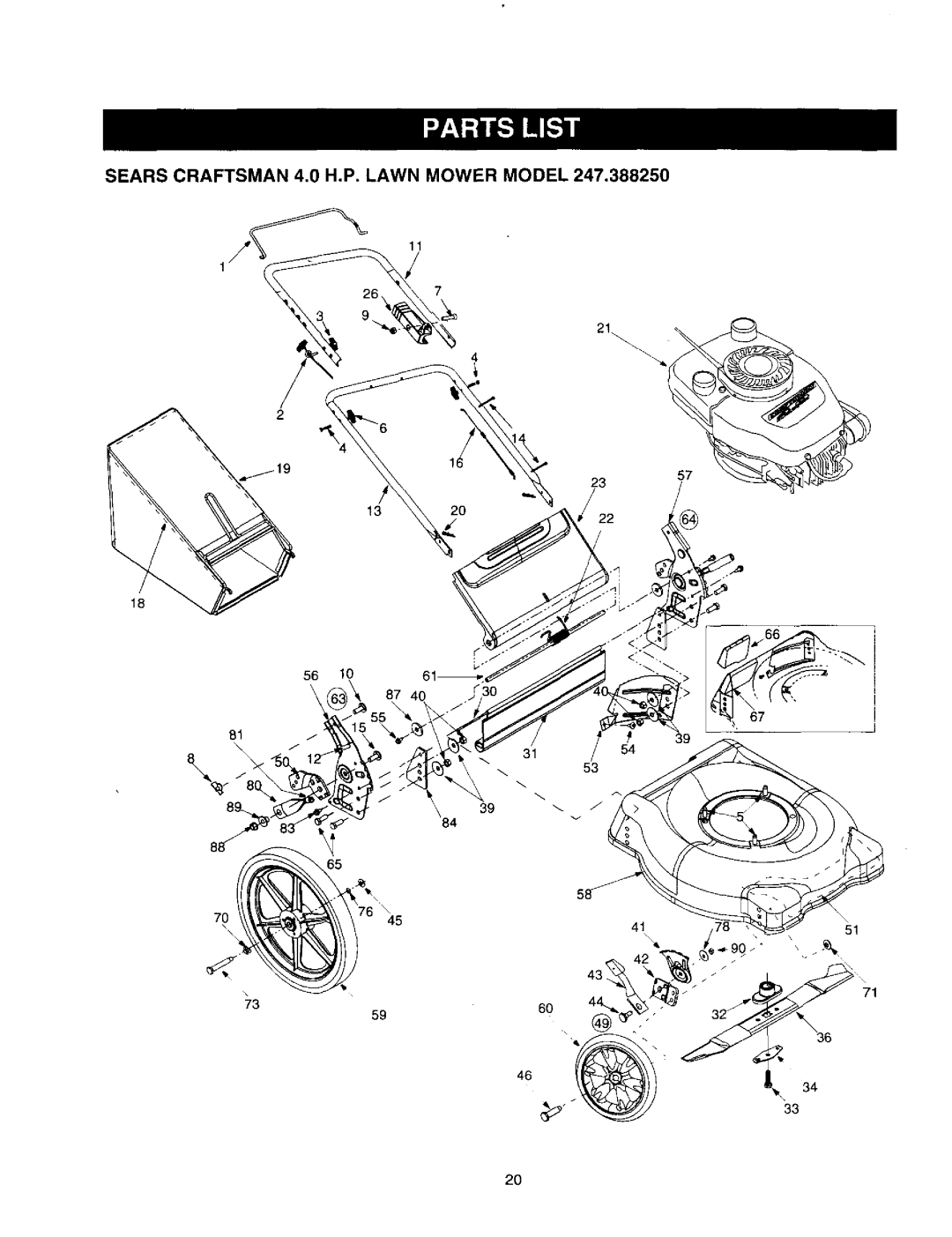 Craftsman 247.388250 owner manual Sears Craftsman 4.0 H.P. Lawn Mower Model 