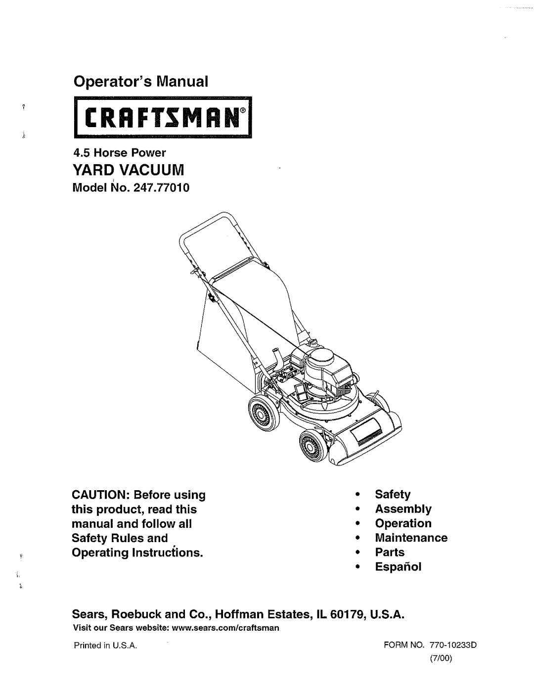 Craftsman 247.7701 manual 