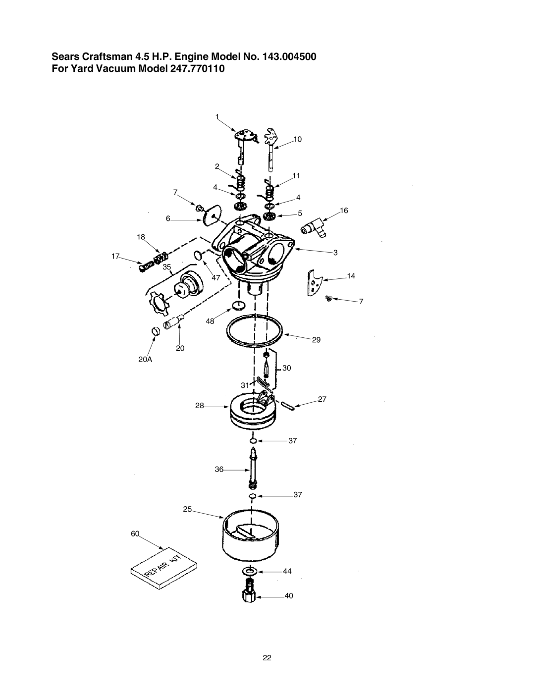 Craftsman 247.77011 manual 20A 