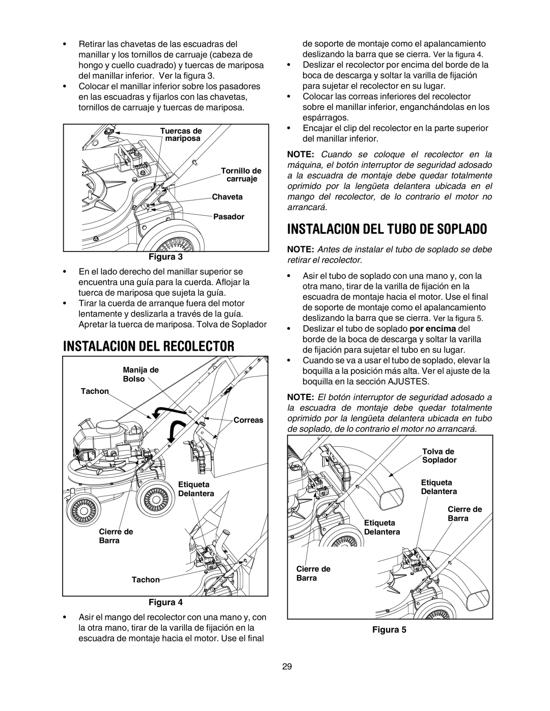 Craftsman 247.77011 manual Instalacion DEL Tubo DE Soplado 