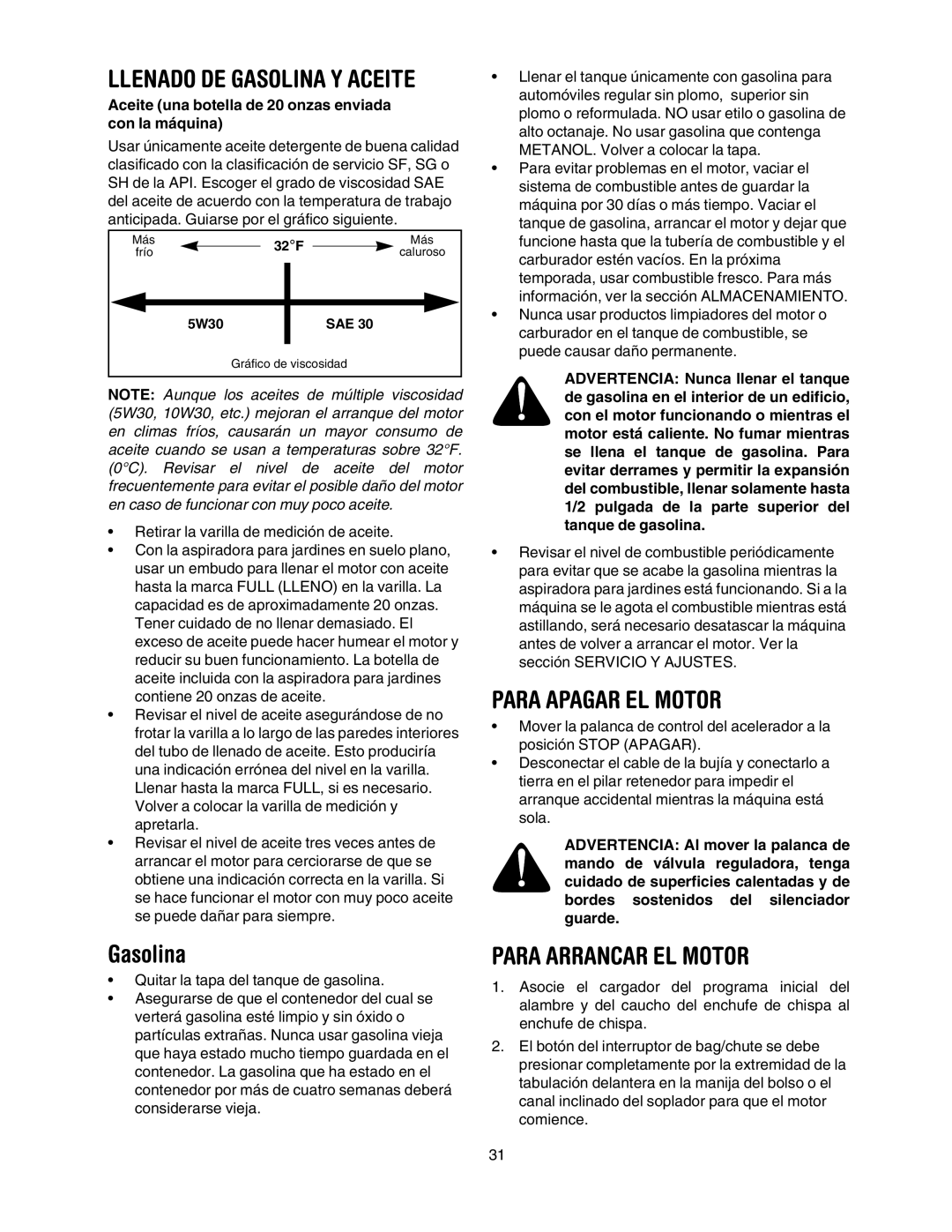 Craftsman 247.77011 manual Para Apagar EL Motor, Para Arrancar EL Motor 