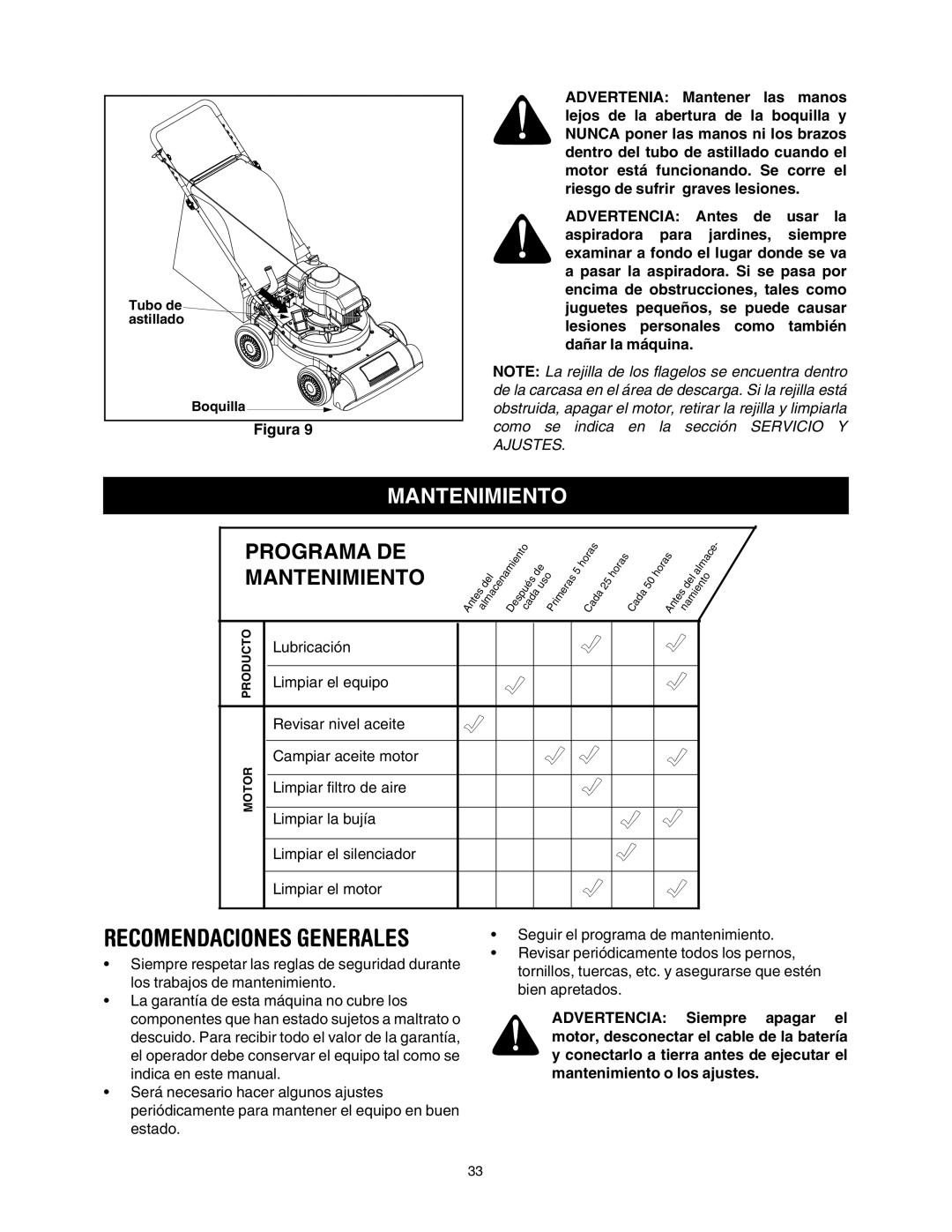 Craftsman 247.77011 manual Programa DE Mantenimiento 