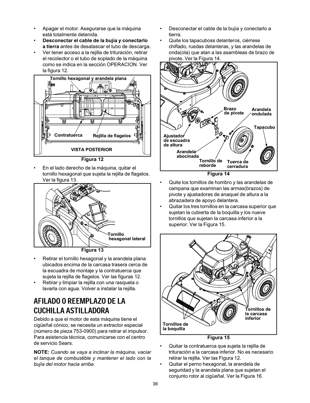 Craftsman 247.770110 AFILADO0 Reemplazodela Cuchillaastilladora, Brazo Arandela, Tornillo de Tuerca de Reborde cerradura 