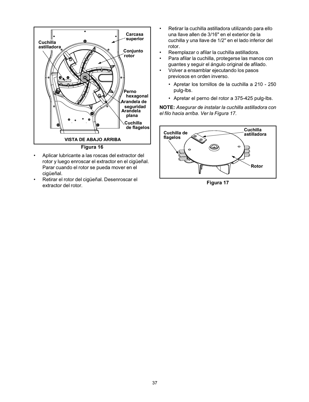 Craftsman 247.770110 manual Cuchilla Astilladora 