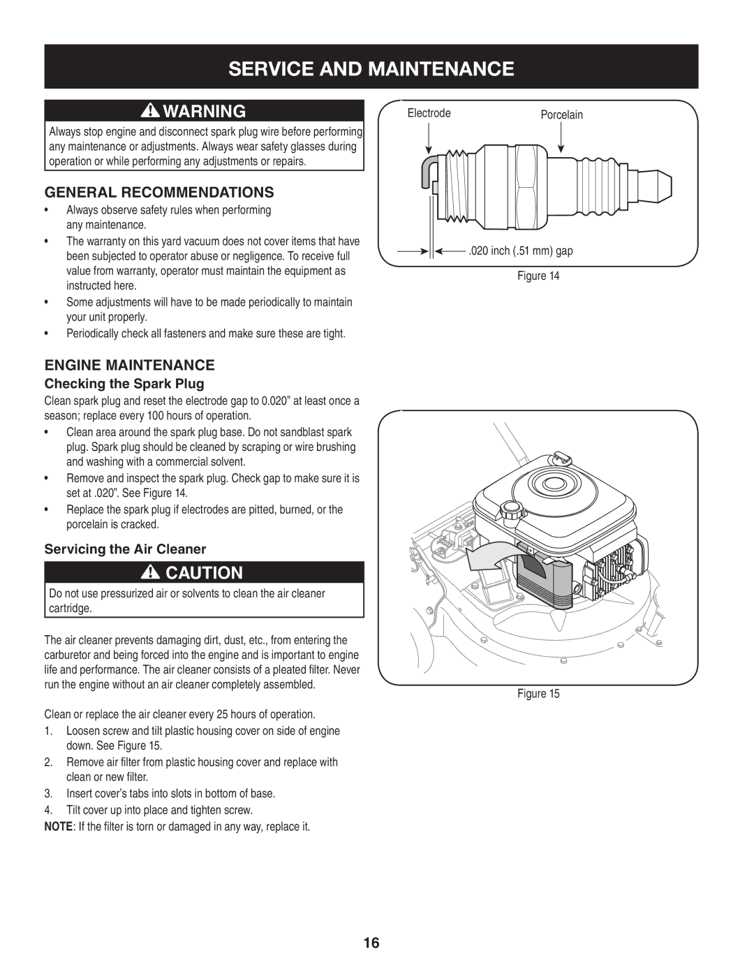 Craftsman 247.77012 manual Service and Maintenance, General Recommendations, Engine Maintenance, Checking the Spark Plug 