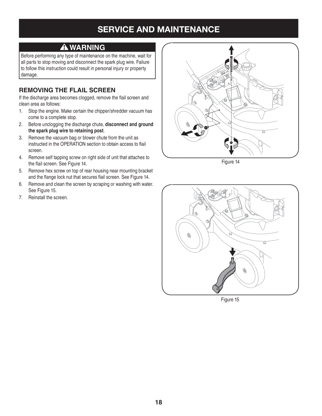 Craftsman 247.77012 manual Removing the Flail Screen 