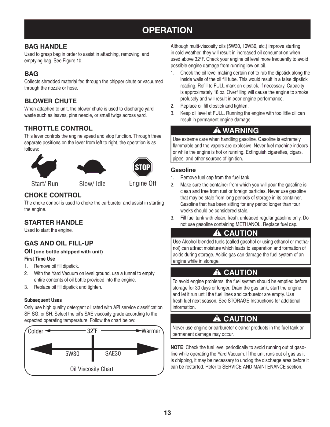 Craftsman 247.77013.0 manual GAS and OIL FILL-UP 