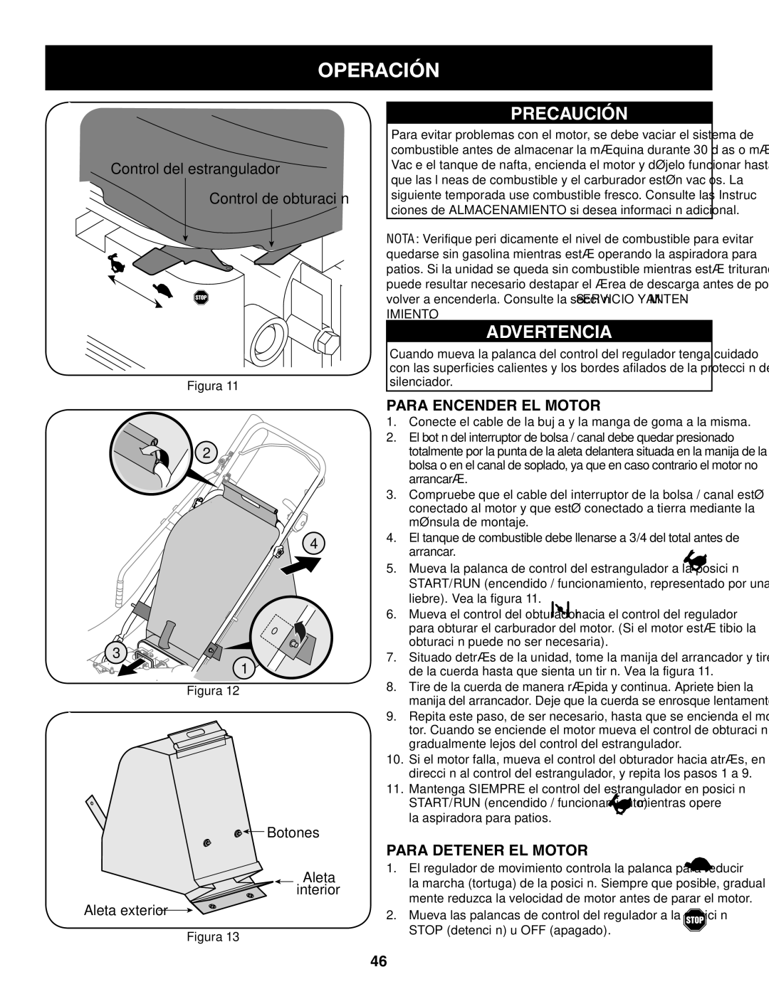 Craftsman 247.77013.0 manual Para Encender EL Motor, Para Detener EL Motor 