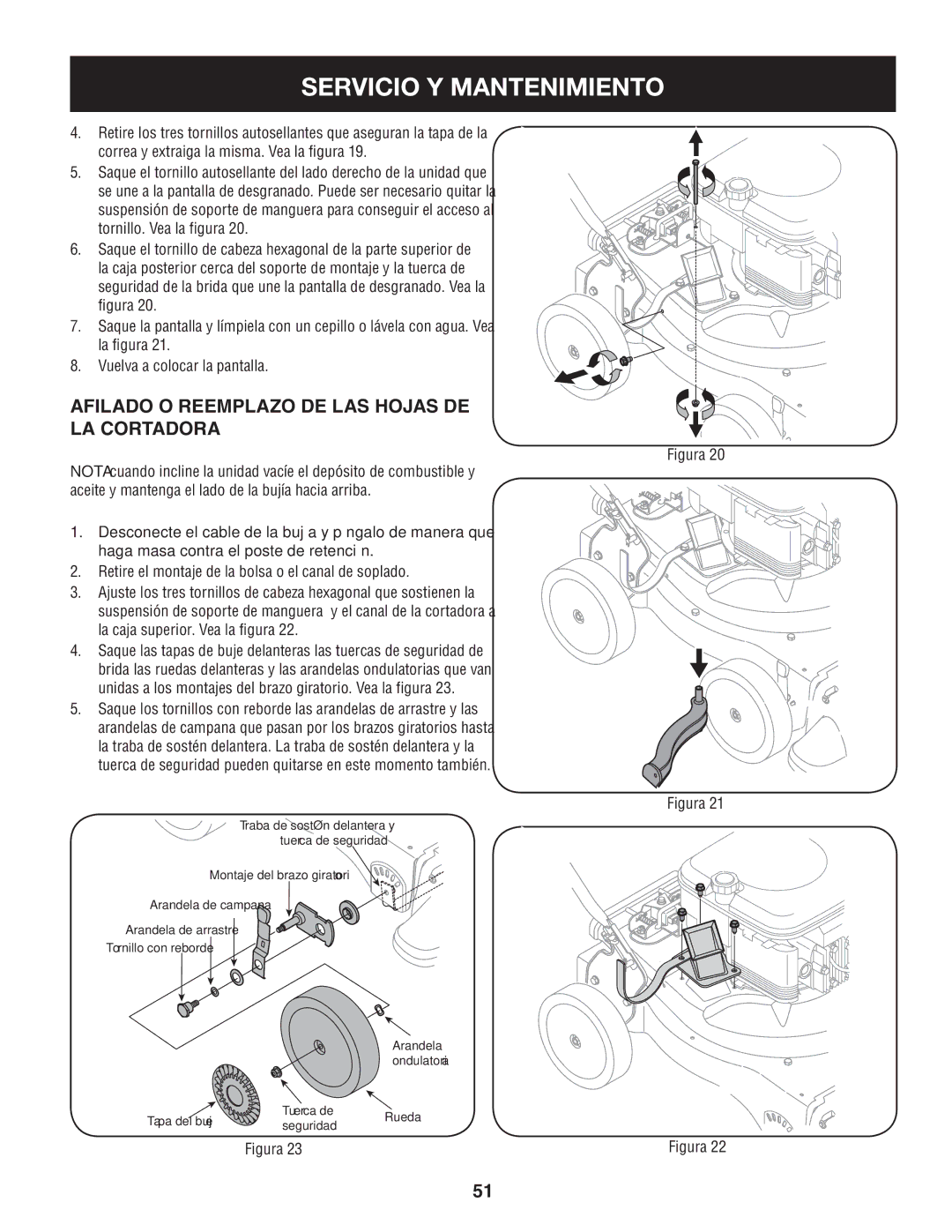 Craftsman 247.77013.0 manual Afilado O Reemplazo DE LAS Hojas DE LA Cortadora 