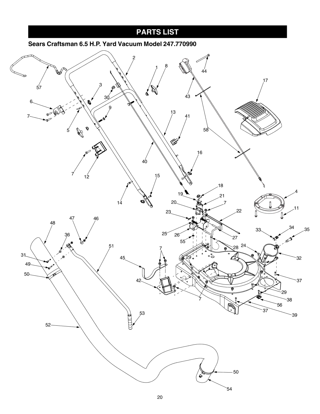 Craftsman 247.77099 operating instructions Parts List 