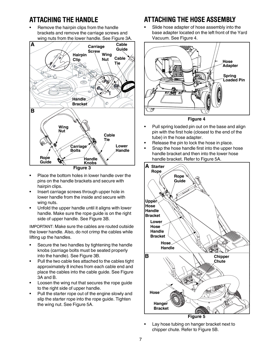 Craftsman 247.77099 operating instructions Attaching the Handle, Attaching the Hose Assembly 