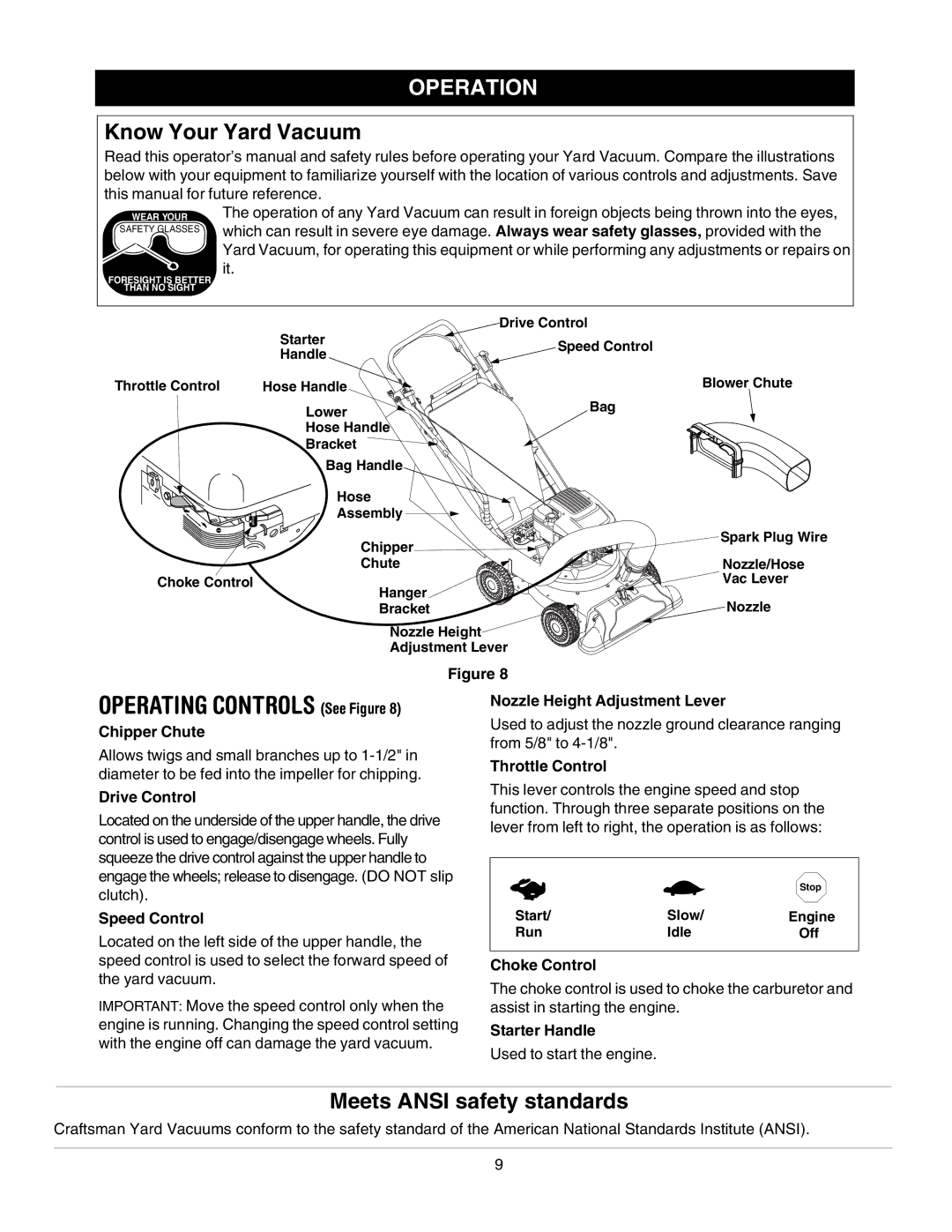 Craftsman 247.77099 Chipper Chute, Drive Control, Speed Control, Nozzle Height Adjustment Lever, Throttle Control 