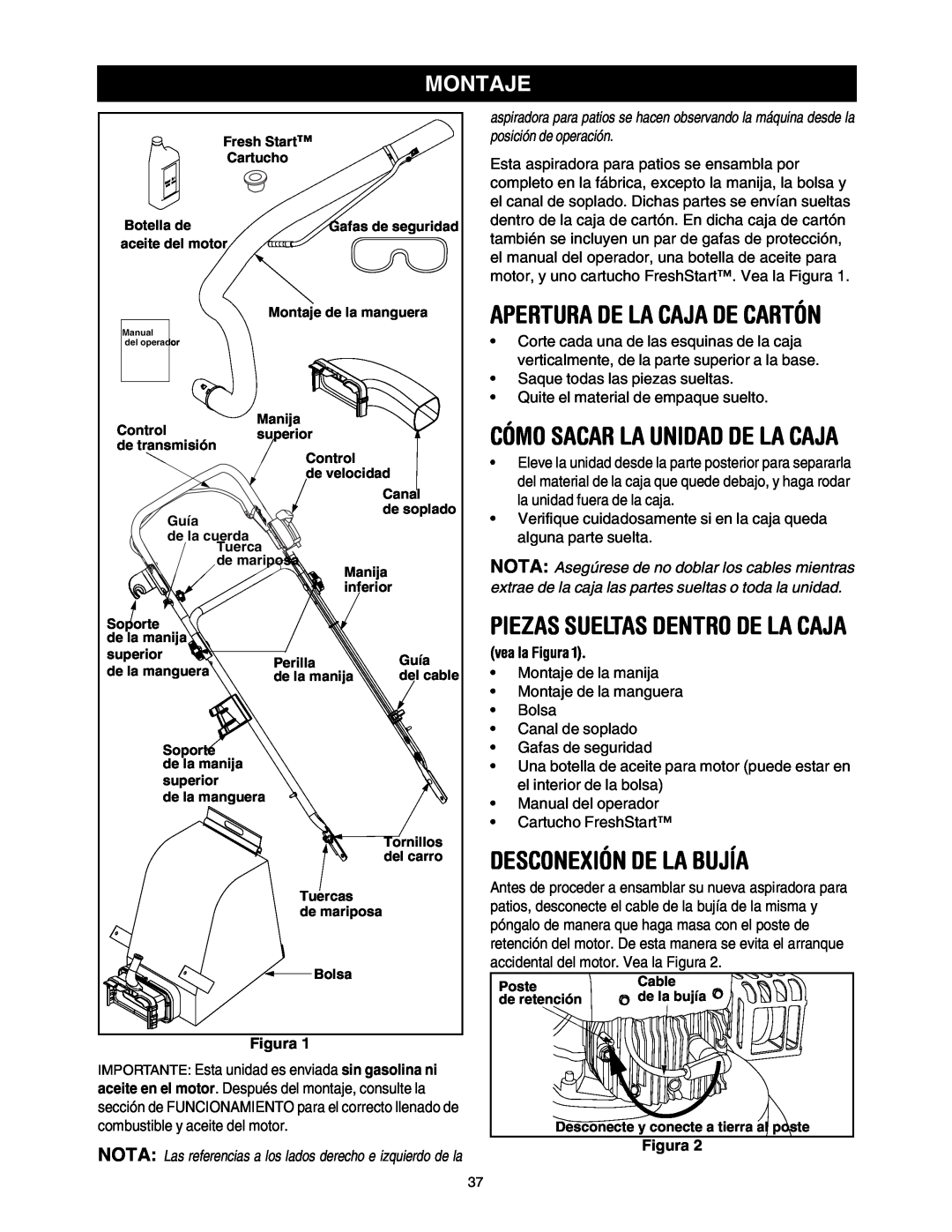 Craftsman 247.77099 Apertura De La Caja De Cartón, Cómo Sacar La Unidad De La Caja, Desconexión De La Bujía, Montaje 