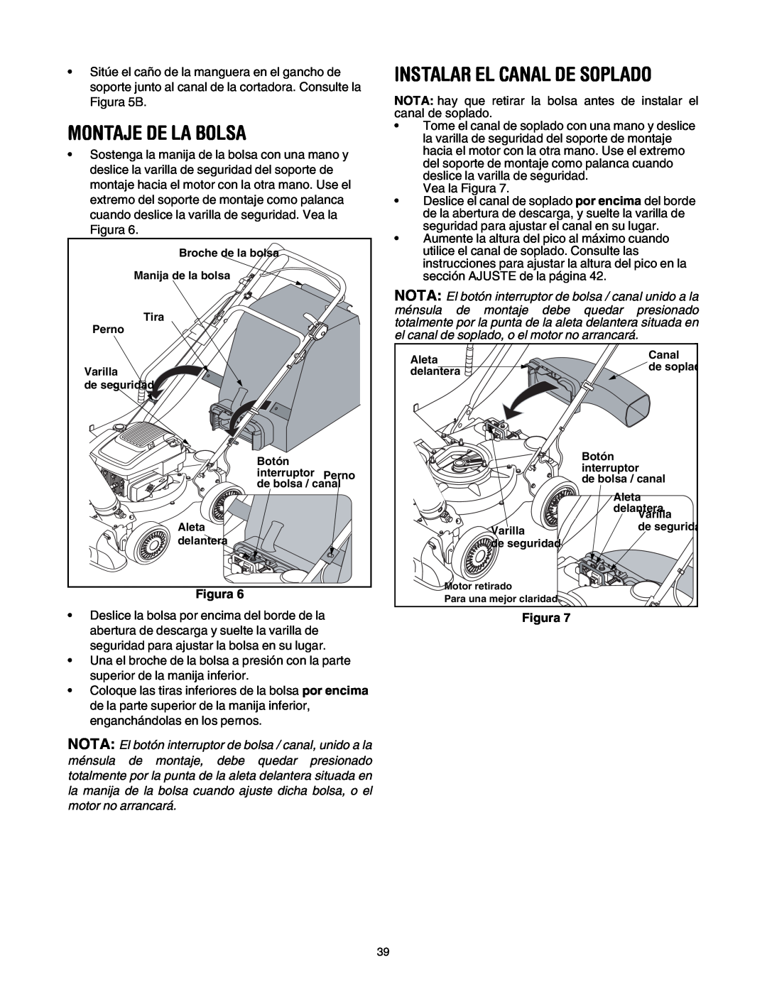Craftsman 247.77099 operating instructions Montaje De La Bolsa, Instalar El Canal De Soplado, Figura 