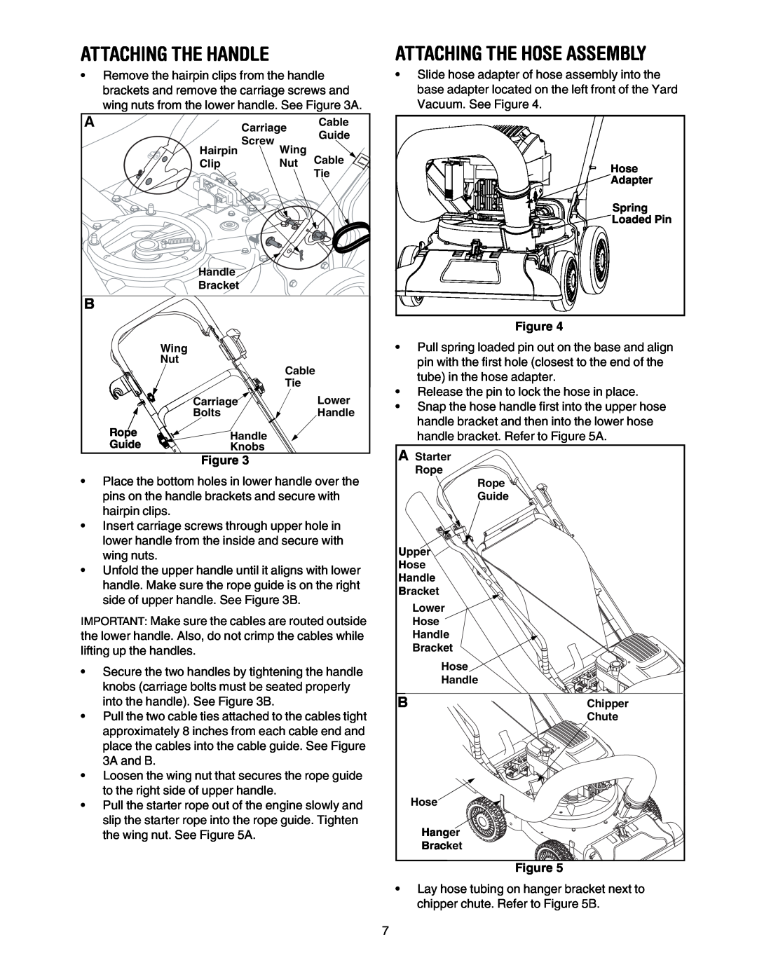 Craftsman 247.77099 operating instructions Attaching The Handle, Attaching The Hose Assembly, Figure 