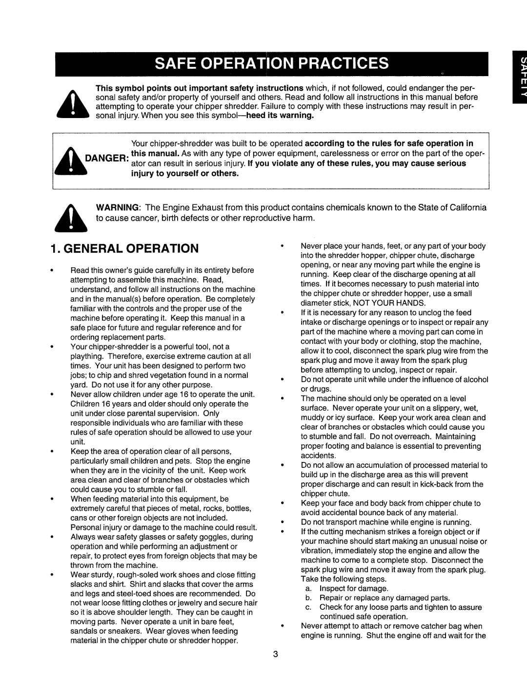 Craftsman 247.77586 manual General Operation 