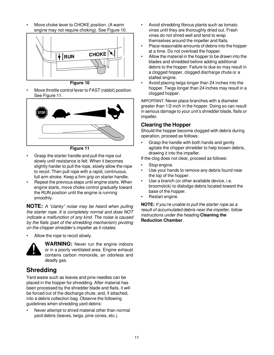 Craftsman 247.77635 manual Shredding, Clearing the Hopper 