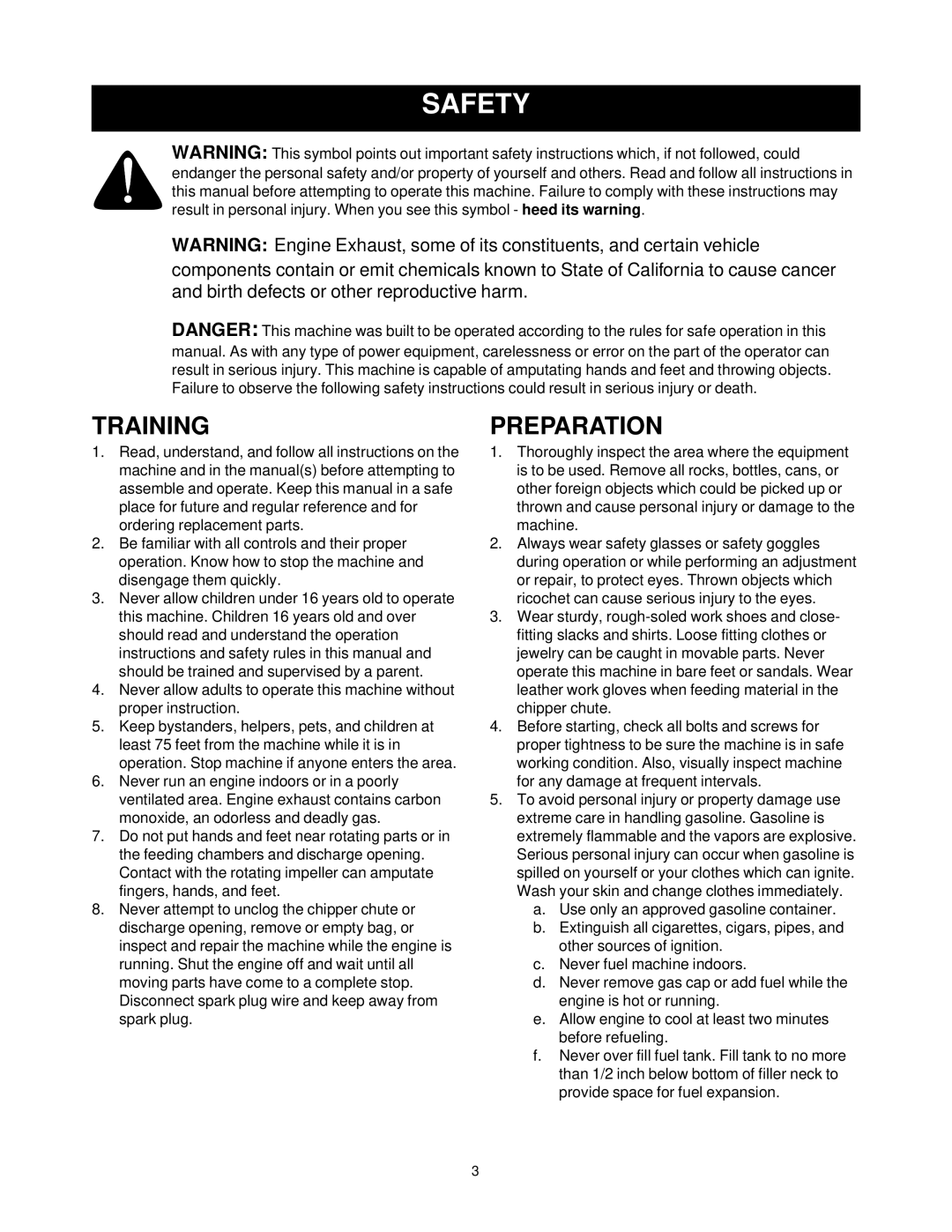 Craftsman 247.77635 manual Safety, Training 