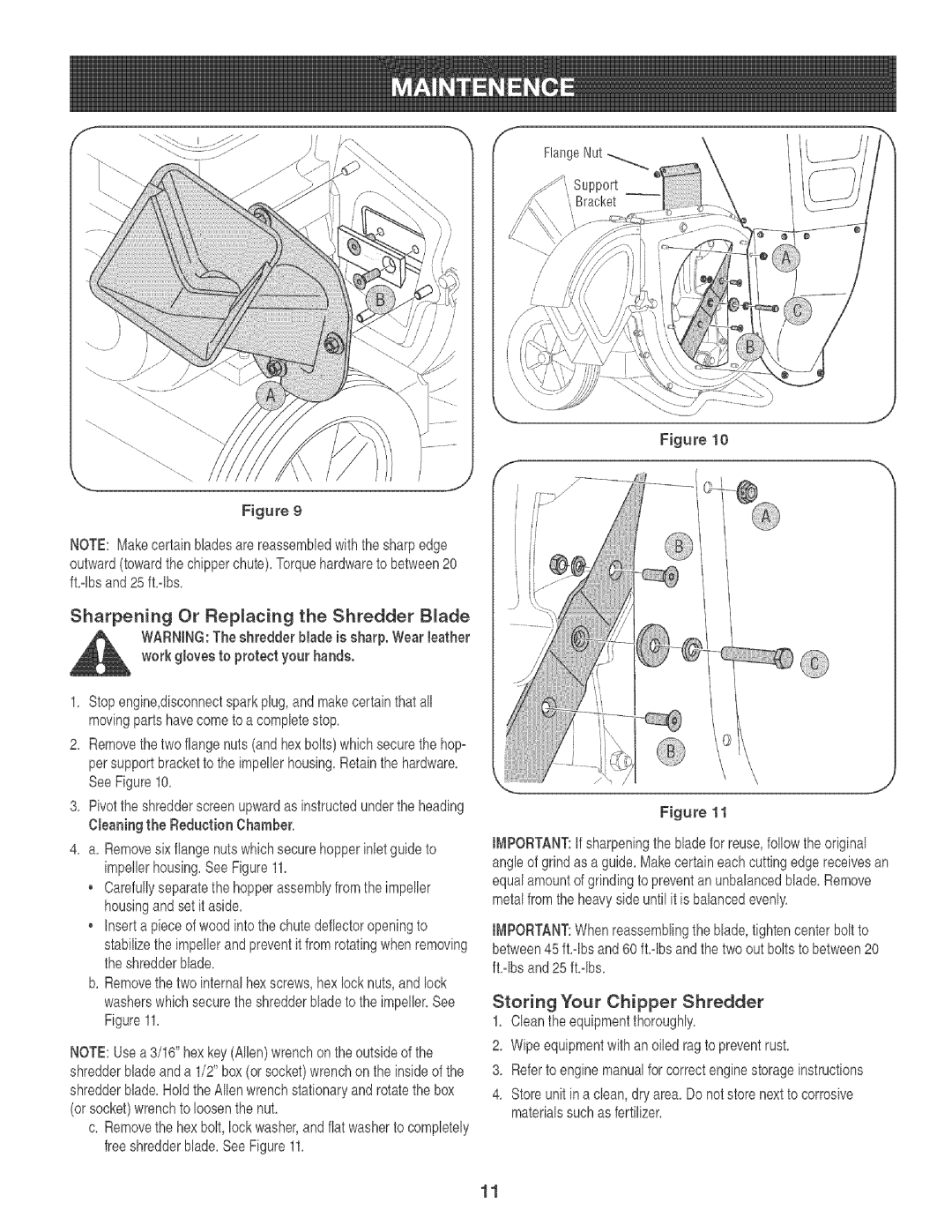 Craftsman 247.776360 manual Storing Your Chipper Shredder, Fblbs and25fblbs 