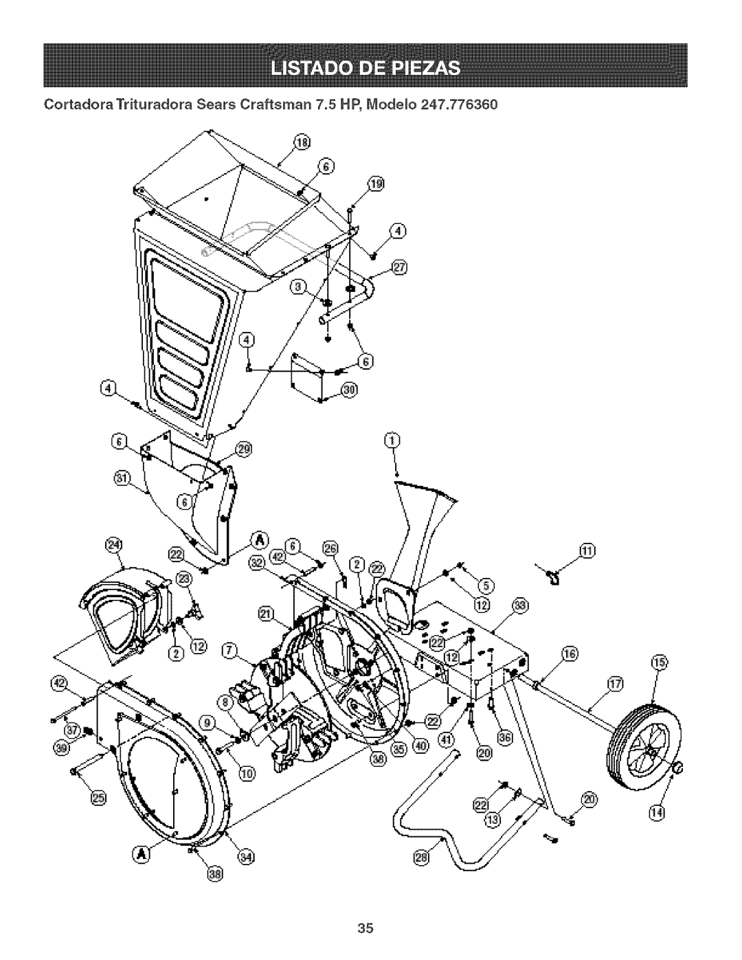 Craftsman 247.776360 manual Cortadora Trituradora Sears Craftsman 7.5 HP, Modeo 