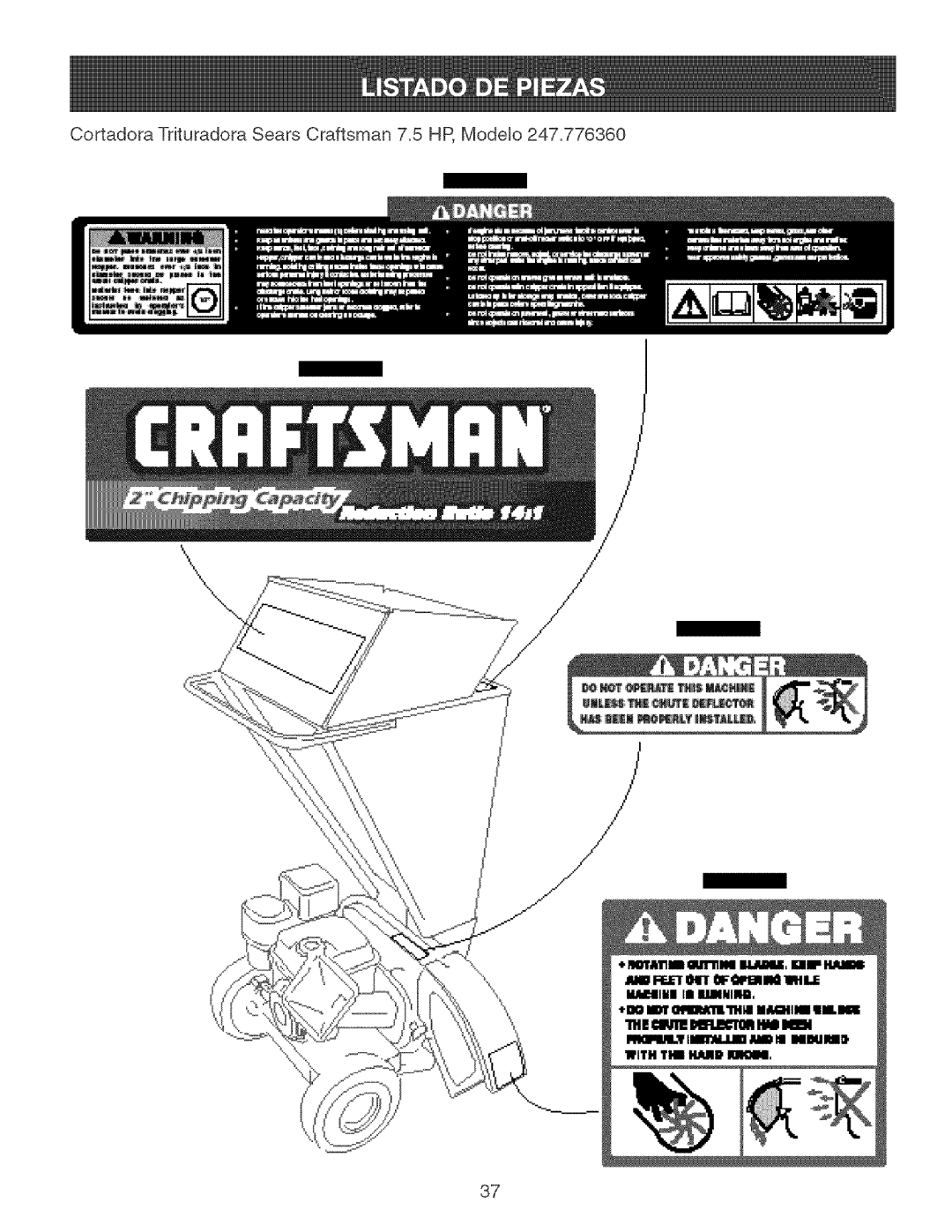 Craftsman 247.776360 manual Cortadora Trituradora Sears Craftsman 7.5 HP,Modelo 