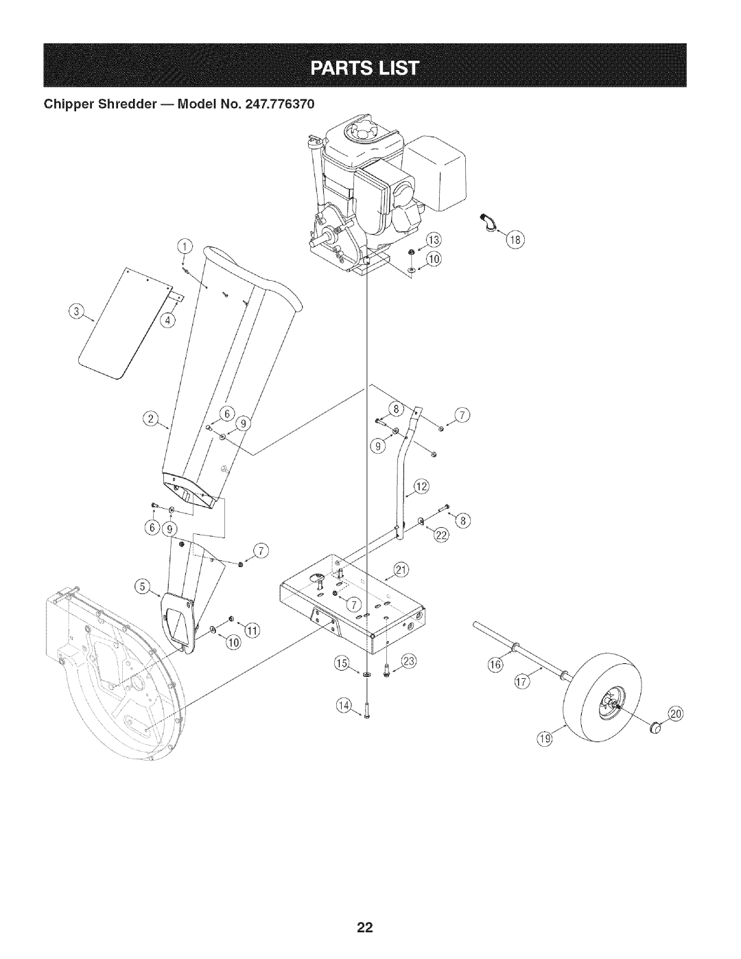 Craftsman 247.776370 manual Chipper Shredder -- IVlodel No 