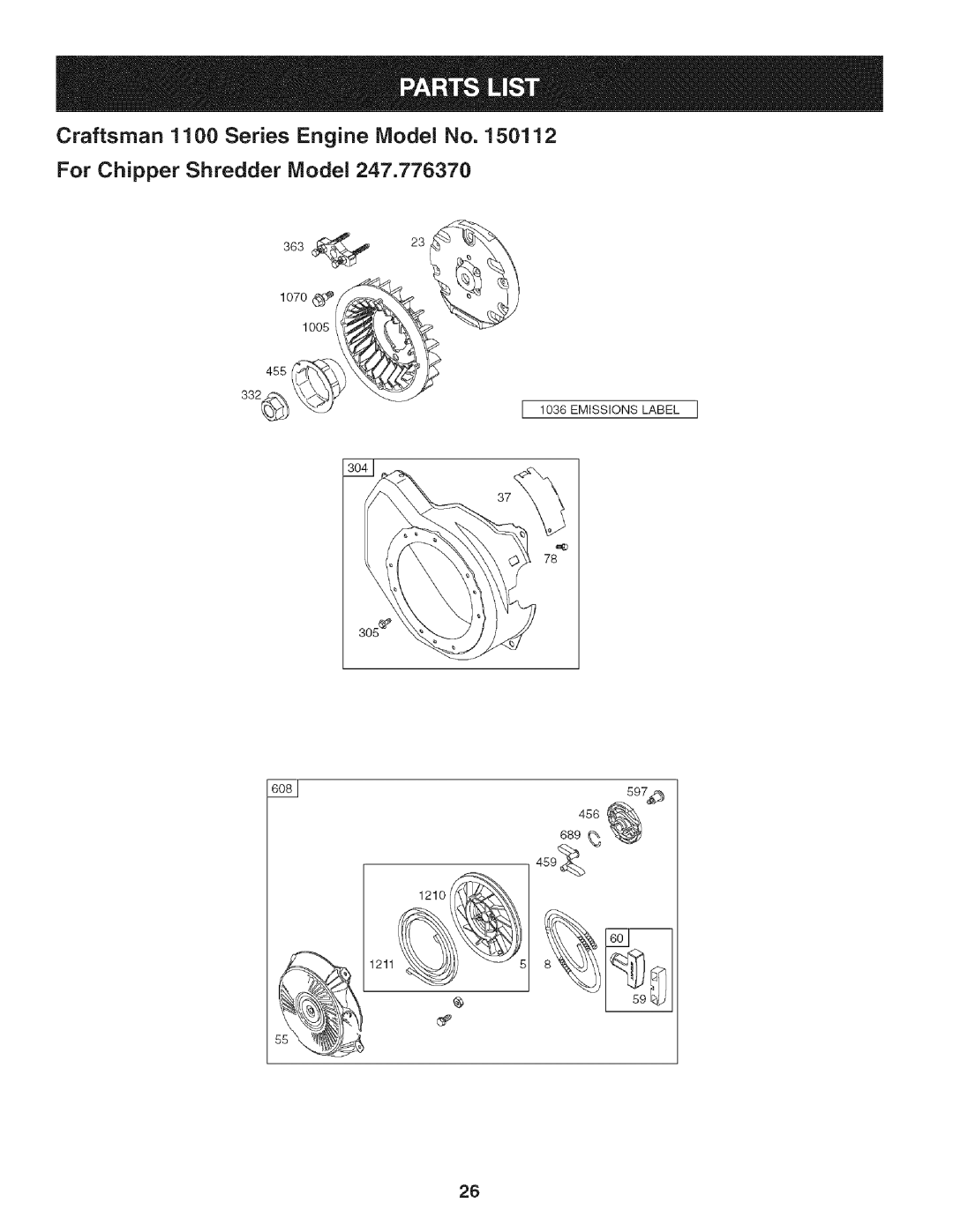 Craftsman 247.776370 manual Emissions Label 