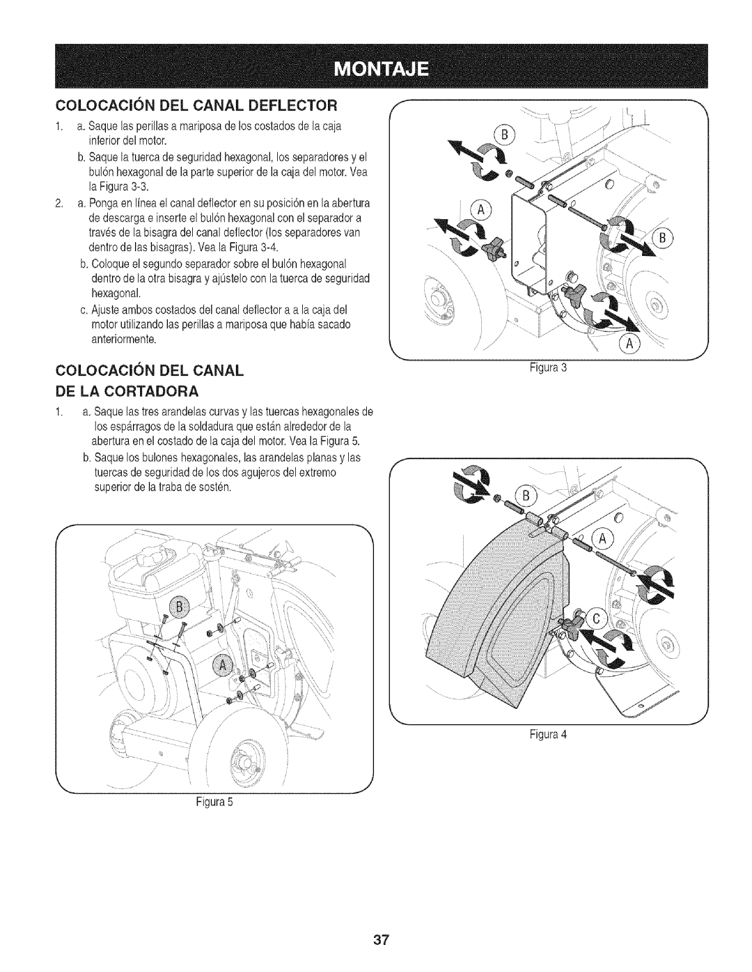 Craftsman 247.776370 manual COLOCACl6N DEL Canal, DE LA Cortadora 