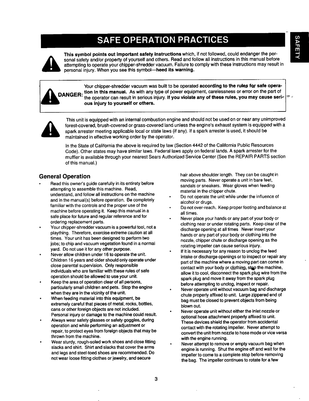 Craftsman 247.77763 owner manual General Operation 