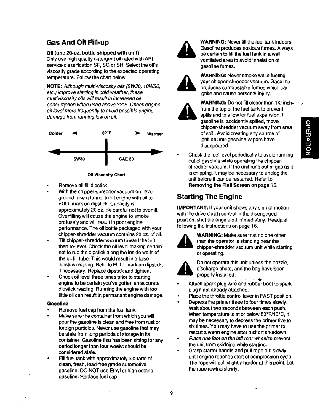 Craftsman 247.77763 owner manual Gas And Oil Fill-up, Starting The Engine 