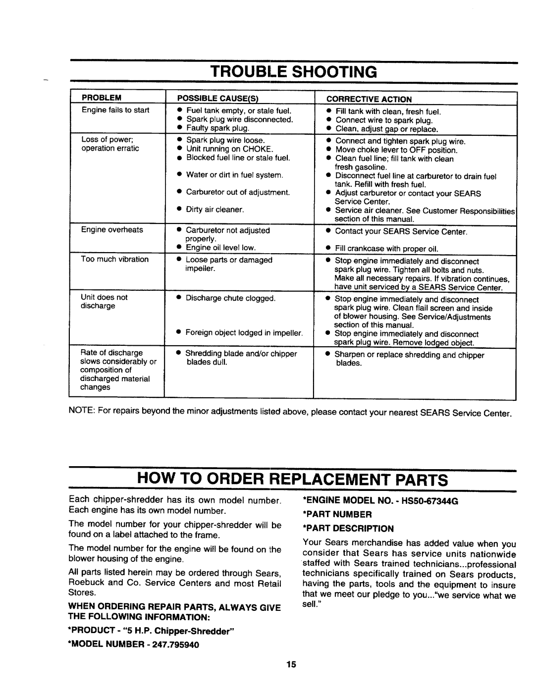 Craftsman 247.79594 manual 