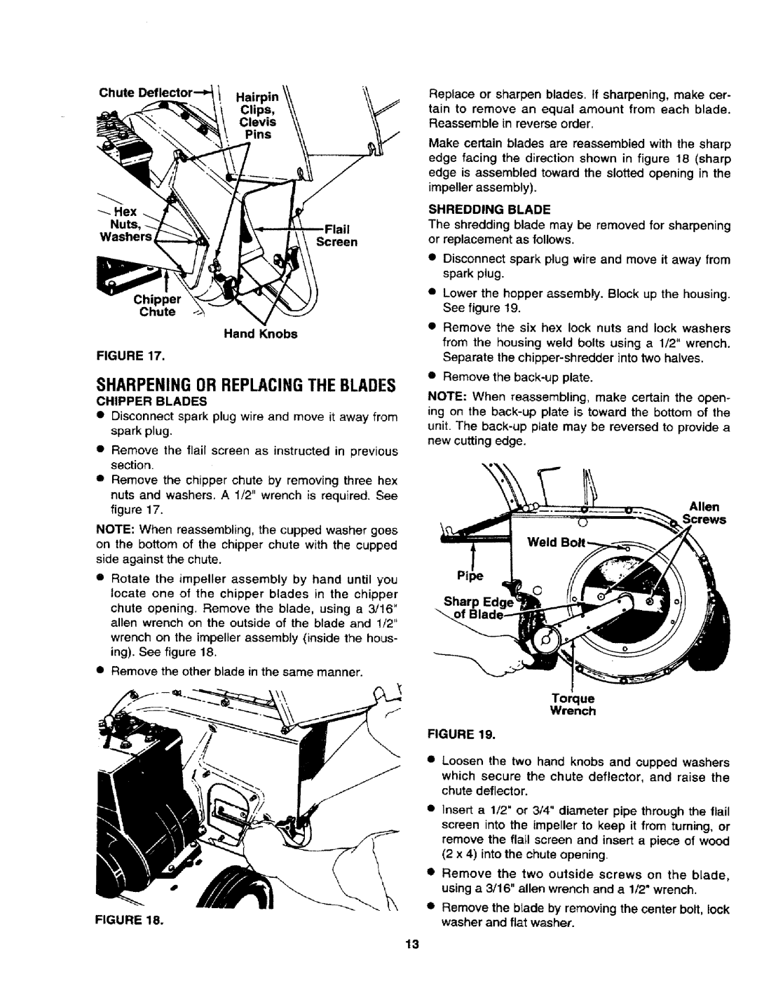 Craftsman 247.795940 Sharpeningor Replacingthe Blades, Chute Hairpin Clips Clevis Pins, Chipper Blades, Shredding Blade 