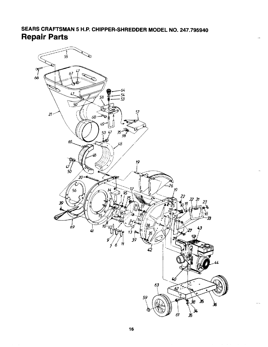 Craftsman 247.795940 manual Repair Parts 