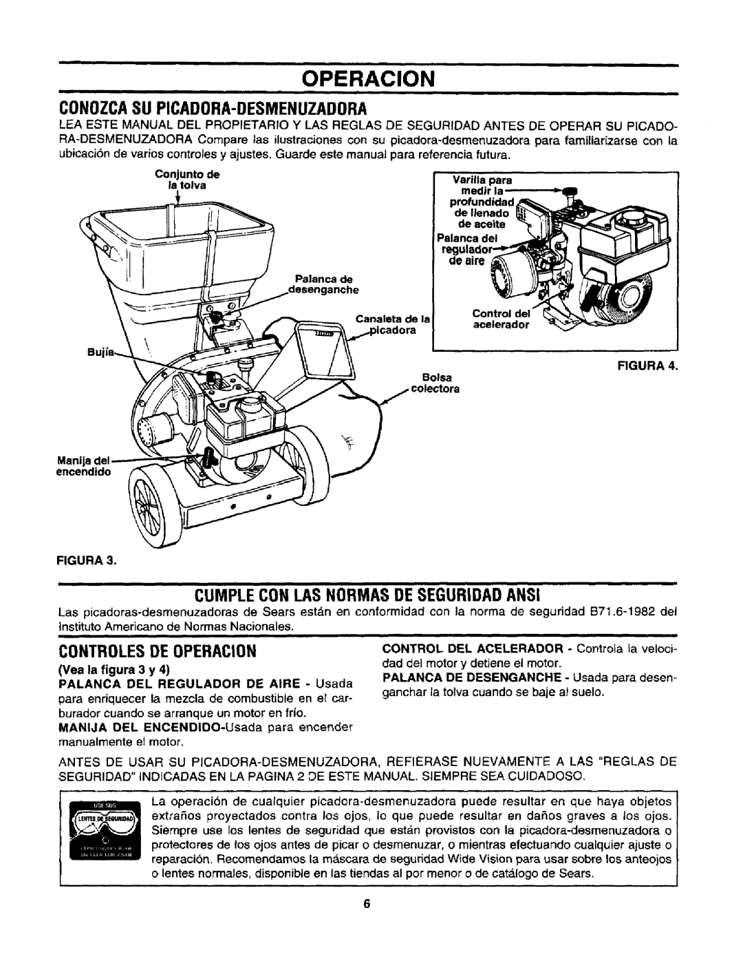 Craftsman 247.795940 manual Conozcasu PICADORA-DESMENUZADORA, Controlesde Operacion 